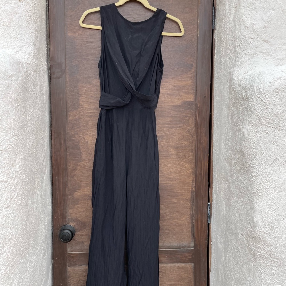 Black pinstripe romper